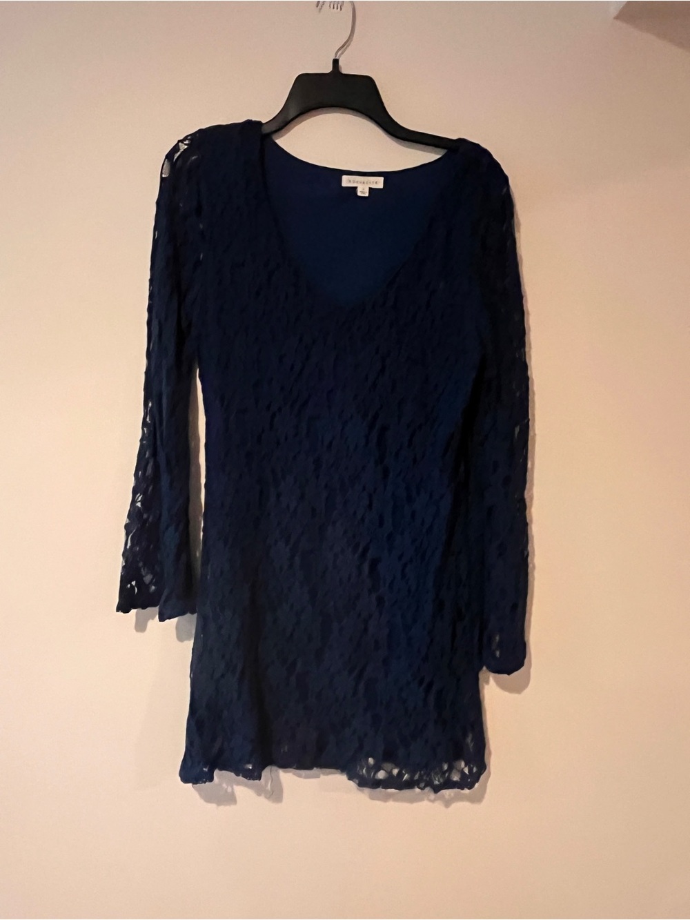 Socialite Navy Lace V-Neck Tunic Top